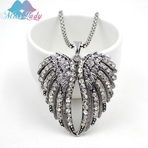 Europe and America peach heart wings Crystal pendant African Pendant Necklaces Fashion Jewelry for women MLYHY244