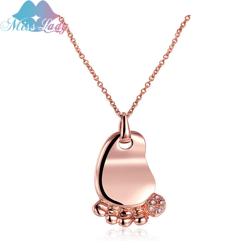 High Quality Baby Foot Feet Pendant & Necklace gold color Mother's D Gifts Baby Footprint Fashion Jewelry MLLN072