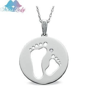 Mum Baby Sun Daughter Birthd Gifts Baby Foot Feet Pendant & Necklace Footprints Necklace Jewelry For Women ML0042