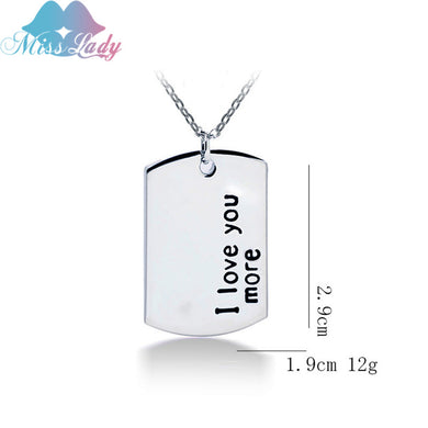 Romantic sweet words love letter couple engraving i love you more tags fashion Pendant love Necklace for wome MLA01-20