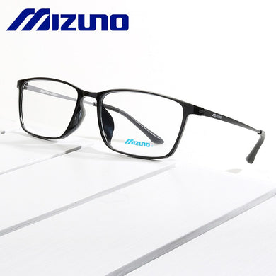 Mizuno Women's Spectacle Frame Patent Double Screw Square Eyeglasses Matt Black Wide Men's Glasses Prescription Myopia Eyewear