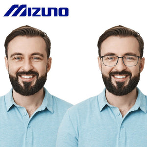 Mizuno Women's Spectacle Frame Patent Double Screw Square Eyeglasses Matt Black Wide Men's Glasses Prescription Myopia Eyewear