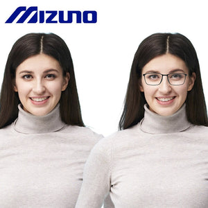 Mizuno Women's Spectacle Frame Patent Double Screw Square Eyeglasses Matt Black Wide Men's Glasses Prescription Myopia Eyewear