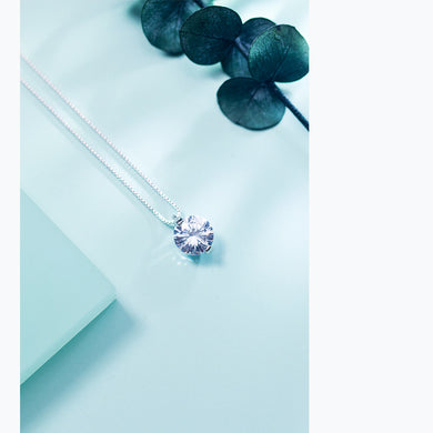 Classic Style Single Cubic Zirconia 8MM Genuine 925 Sterling Silver Pendant Exquisite Shinning CZ Pendant Necklaces