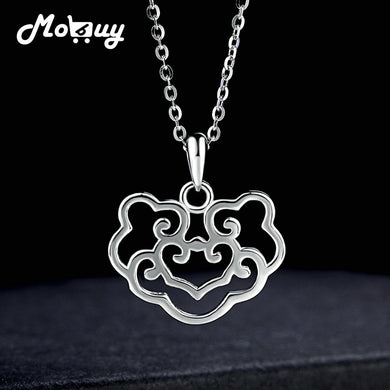 Hollow Lucky Wishful Safety Lock 100% 925 Sterling Silver Ethnic Necklace & Pendant Fine Jewelry For Girls & Boys MBNY053