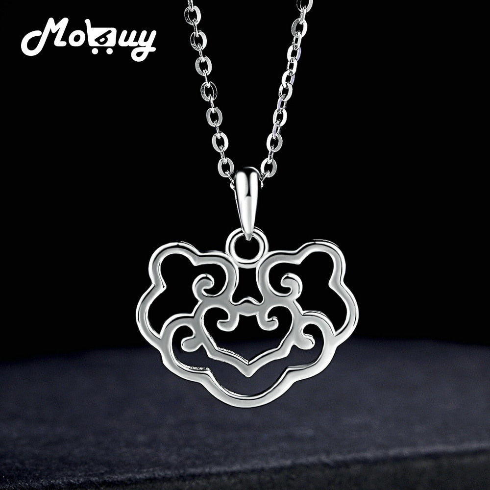 Hollow Lucky Wishful Safety Lock 100% 925 Sterling Silver Ethnic Necklace & Pendant Fine Jewelry For Girls & Boys MBNY053