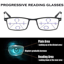 Load image into Gallery viewer, Modern Trend Titanium Alloy Black  Men Full Rim Progressive Reading Glasses +0.75 +1 +1.5 +1.75 to +4 See Near And Far