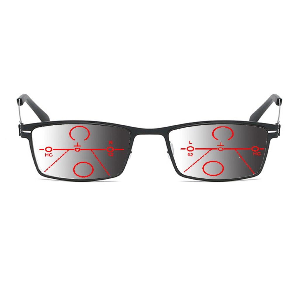 Modern Trend Titanium Alloy Full Rim Progressive Photochromic Transition Sunglasses Reading Glasses +0.75 To +4 See Near And Far