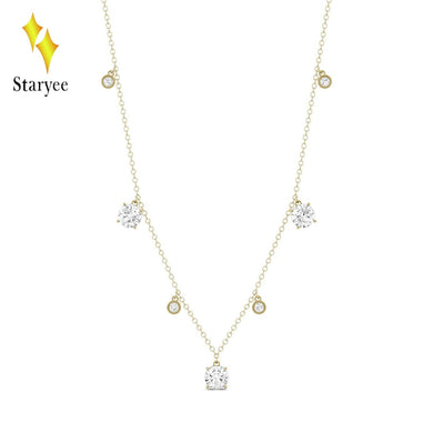 Moissanite GH Color 18K Solid Yellow Gold Round Cut Pendant With 18K Gold Chain Necklace For Women Fine Jewelry