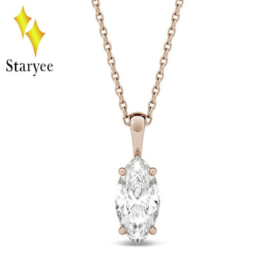 Moissanite Pendant 18K 750 Rose Gold 1.0ct 10*5mm Marquise Lab Grown Moissanite Diamond Pendant Necklace Chain For Women Jewelry