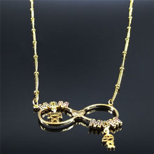 Load image into Gallery viewer, Mom Son Daughter Stainless Steel Zircon Copper Chain Necklace for Women Golod Color Statement Necklaces Jewelry bijoux N96S01