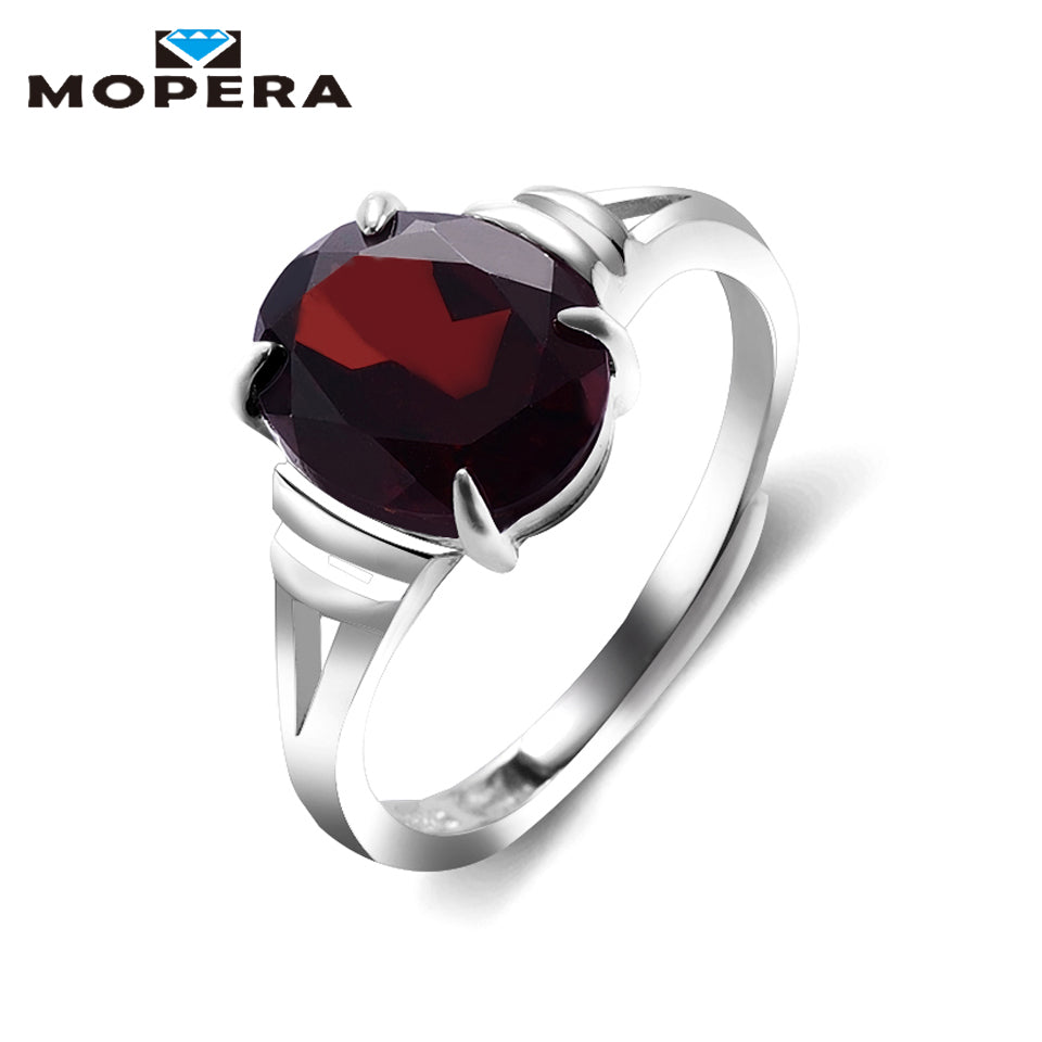 2.8 ct Oval Cut Red Garnet Adjustable Rings For Women 925 Sterling Silver Jewelry Natural Gemstone Ring Fine Jewelry