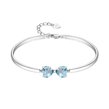 Load image into Gallery viewer, 925 Sterling Silver Bracelet Five kinds Love Shape Natural Gemstone Topaz Adjustable Heart Bracelets &amp; Bangles For Girls