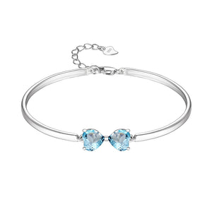 925 Sterling Silver Bracelet Five kinds Love Shape Natural Gemstone Topaz Adjustable Heart Bracelets & Bangles For Girls