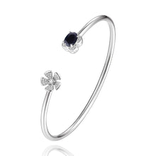 Carica l'immagine nel visualizzatore di Gallery, Natural Gemstone Popular Flower Cuff Adjustable Bracelets &amp; Bangles for Women &amp; Girls 925 Sterling Silver Fine Jewelry