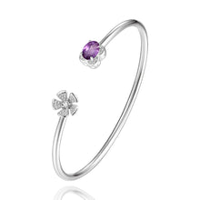 Carica l'immagine nel visualizzatore di Gallery, Natural Gemstone Popular Flower Cuff Adjustable Bracelets &amp; Bangles for Women &amp; Girls 925 Sterling Silver Fine Jewelry