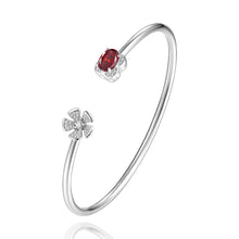 Carica l'immagine nel visualizzatore di Gallery, Natural Gemstone Popular Flower Cuff Adjustable Bracelets &amp; Bangles for Women &amp; Girls 925 Sterling Silver Fine Jewelry