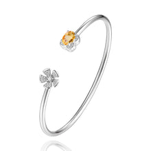 Carica l'immagine nel visualizzatore di Gallery, Natural Gemstone Popular Flower Cuff Adjustable Bracelets &amp; Bangles for Women &amp; Girls 925 Sterling Silver Fine Jewelry