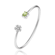 Carica l'immagine nel visualizzatore di Gallery, Natural Gemstone Popular Flower Cuff Adjustable Bracelets &amp; Bangles for Women &amp; Girls 925 Sterling Silver Fine Jewelry