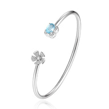 Carica l'immagine nel visualizzatore di Gallery, Natural Gemstone Popular Flower Cuff Adjustable Bracelets &amp; Bangles for Women &amp; Girls 925 Sterling Silver Fine Jewelry