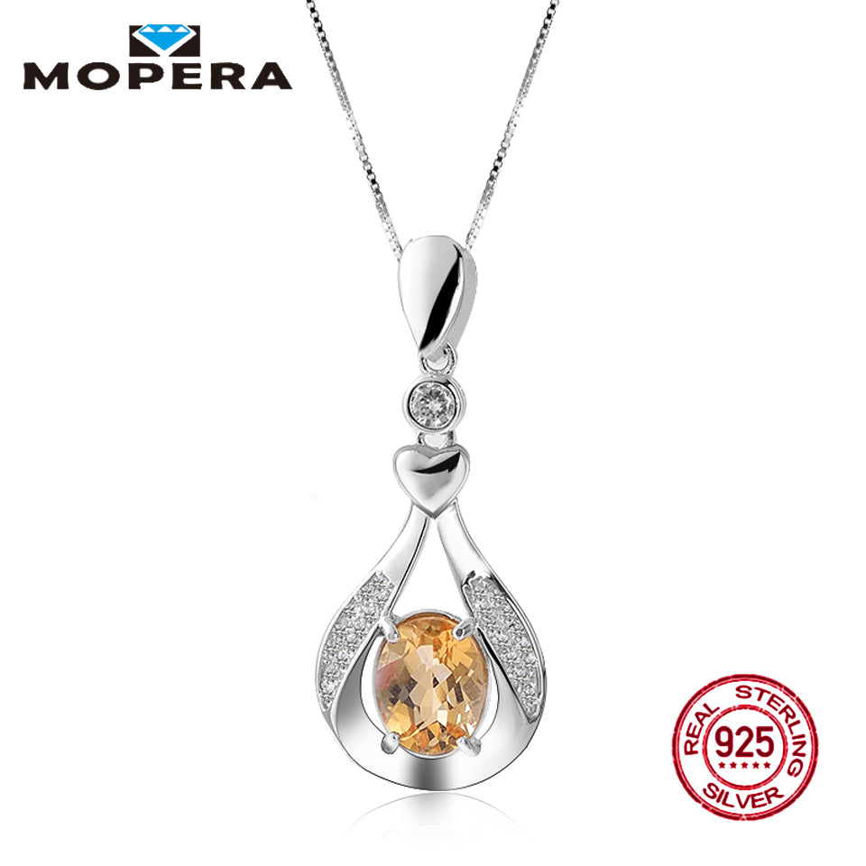 Water Drop Pendant 2.1ct Oval Natural Citrine Jewelry 925 Sterling Silver Necklaces & Pendants Women Bridal Fine Jewelry