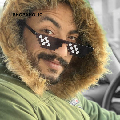 Mosaic Sunglasses Men Women Trick Toy Thug Life Glasses Deal With It Glasses Pixel Black Mosaic Sunglasses Male Funny Toy