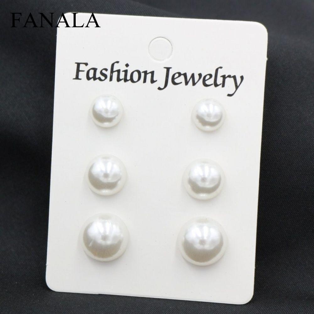 Mujer 3Pairs/set EK2096 Bijoux Fashion Earrings Pendientes Set For Wedding Simulated Jewelry Earrings Stud Women Pearl Brincos