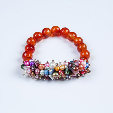 Multi - layer pearl hand string near the round very light pink pearl bracelet art fresh jewelry to send his girlfrie