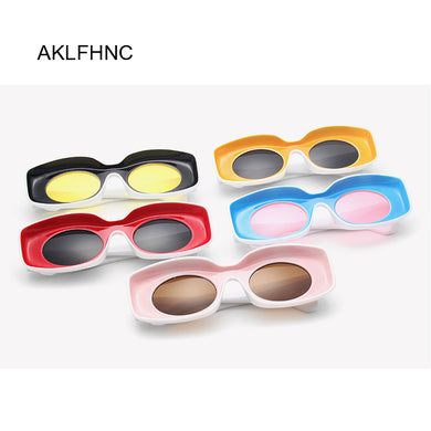 Multicolor Square Sunglasses Women Retro Gradient Sun Glasses Blue Yellow Big Frame Vintage Eyewear UV400