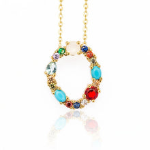Load image into Gallery viewer, Multicolor charm Gold pendant necklace micro pave zircon initial 26 letter necklaces Couple Name necklace Christmas gift