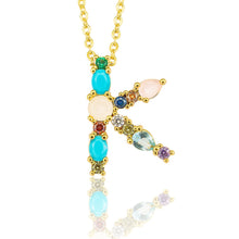 Load image into Gallery viewer, Multicolor charm Gold pendant necklace micro pave zircon initial 26 letter necklaces Couple Name necklace Christmas gift