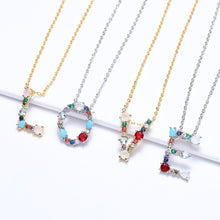 Load image into Gallery viewer, Multicolor charm Gold pendant necklace micro pave zircon initial 26 letter necklaces Couple Name necklace Christmas gift