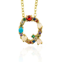 Load image into Gallery viewer, Multicolor charm Gold pendant necklace micro pave zircon initial 26 letter necklaces Couple Name necklace Christmas gift