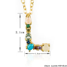Load image into Gallery viewer, Multicolor charm Gold pendant necklace micro pave zircon initial 26 letter necklaces Couple Name necklace Christmas gift
