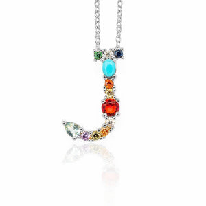Multicolor charm Gold pendant necklace micro pave zircon initial 26 letter necklaces Couple Name necklace Christmas gift