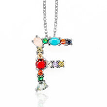 Load image into Gallery viewer, Multicolor charm Gold pendant necklace micro pave zircon initial 26 letter necklaces Couple Name necklace Christmas gift