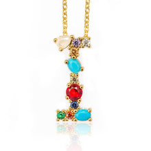 Load image into Gallery viewer, Multicolor charm Gold pendant necklace micro pave zircon initial 26 letter necklaces Couple Name necklace Christmas gift