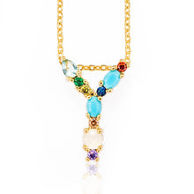Load image into Gallery viewer, Multicolor charm Gold pendant necklace micro pave zircon initial 26 letter necklaces Couple Name necklace Christmas gift