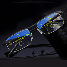 Load image into Gallery viewer, Multifocal Progressive Reading Glasses Men Women Anti Blue UV Protect Presbyopic Glasses Half Frame Automatic Adjustment Eyewear