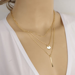 Multilayer Necklaces & Pendants For Women Gold/Silver Color Long Chain Female Pendant Necklace Fashion Jewelry Collier Femme