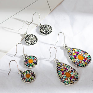 Multiple 3Pairs/Set Vintage Bohemian Boho Ethnic Dangle Drop Earrings for Women Antique Hanging Earrings Jewelry Accessories
