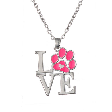 Pink red Enamel Animal Pet Dog Cat Heart Pendant Necklaces Jewelry for Women Christmas Gift Dropshipping