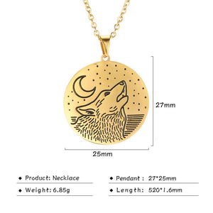 My Shape Wolf Animal Necklace 316L Stainless Steel Forest Animals Men Necklace Hollow Cut Out Pendant Jewelry Gift For Women