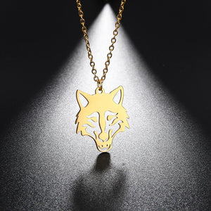 My Shape Wolf Animal Necklace 316L Stainless Steel Forest Animals Men Necklace Hollow Cut Out Pendant Jewelry Gift For Women