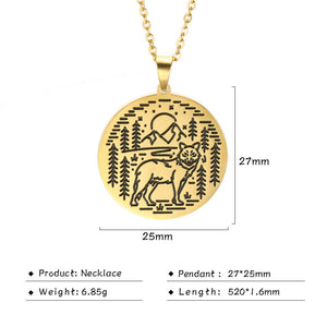 My Shape Wolf Animal Necklace 316L Stainless Steel Forest Animals Men Necklace Hollow Cut Out Pendant Jewelry Gift For Women