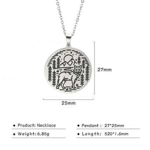 My Shape Wolf Animal Necklace 316L Stainless Steel Forest Animals Men Necklace Hollow Cut Out Pendant Jewelry Gift For Women