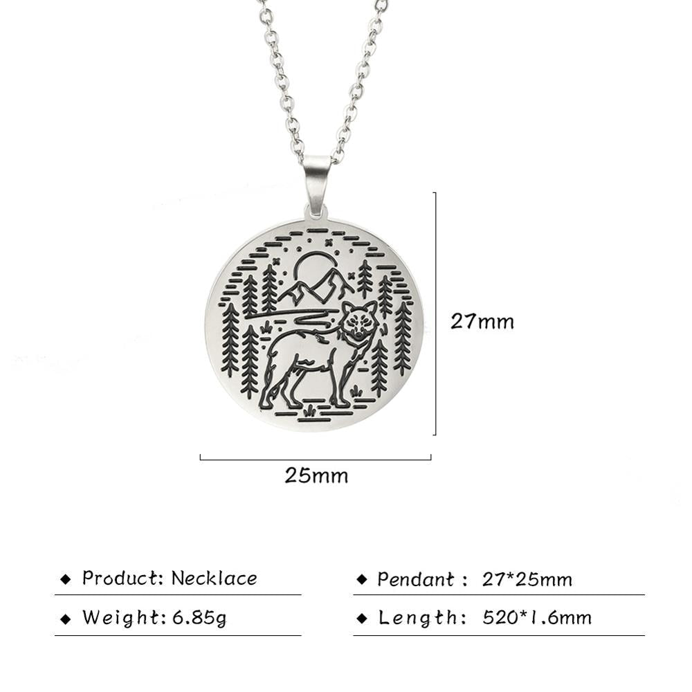 My Shape Wolf Animal Necklace 316L Stainless Steel Forest Animals Men Necklace Hollow Cut Out Pendant Jewelry Gift For Women