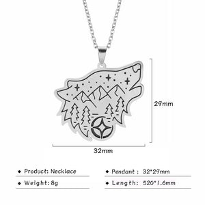My Shape Wolf Animal Necklace 316L Stainless Steel Forest Animals Men Necklace Hollow Cut Out Pendant Jewelry Gift For Women