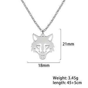 My Shape Wolf Animal Necklace 316L Stainless Steel Forest Animals Men Necklace Hollow Cut Out Pendant Jewelry Gift For Women