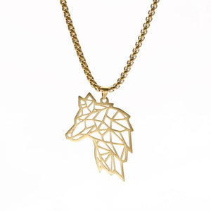 My Shape Wolf Animal Necklace 316L Stainless Steel Forest Animals Men Necklace Hollow Cut Out Pendant Jewelry Gift For Women